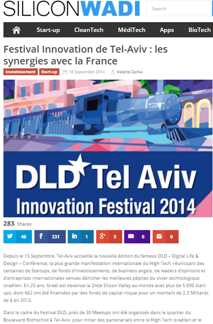 Silicon Wadi – Festival Innovation de Tel-Aviv : les synergies avec la France Investissement Start-up