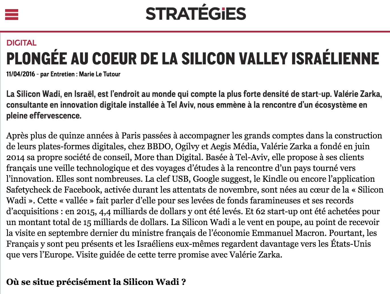 Stratégie – Plongée au coeur de la Silicon Valley israélienne